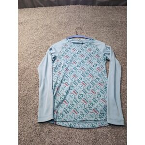 Patagonia Capilene Midweight Baselayer Long Sleeve Top XS Light Blue Geometric